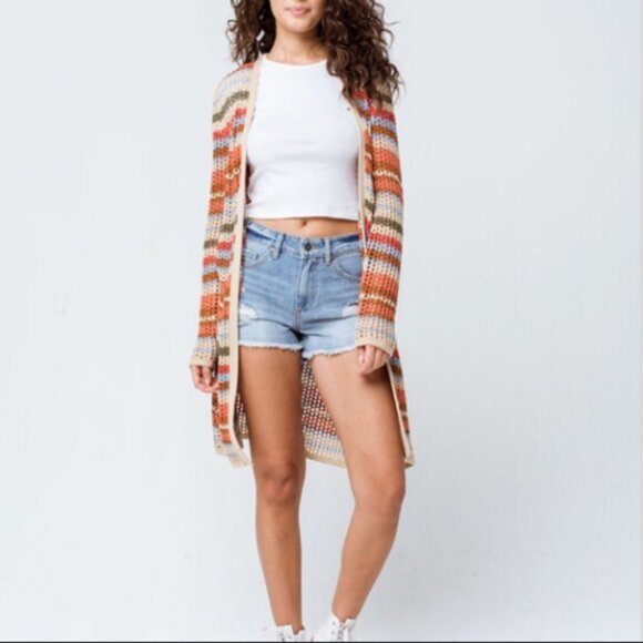 Sky & Sparrow Multi Color Open Knit Tunic Cardigan - Picture 1 of 6